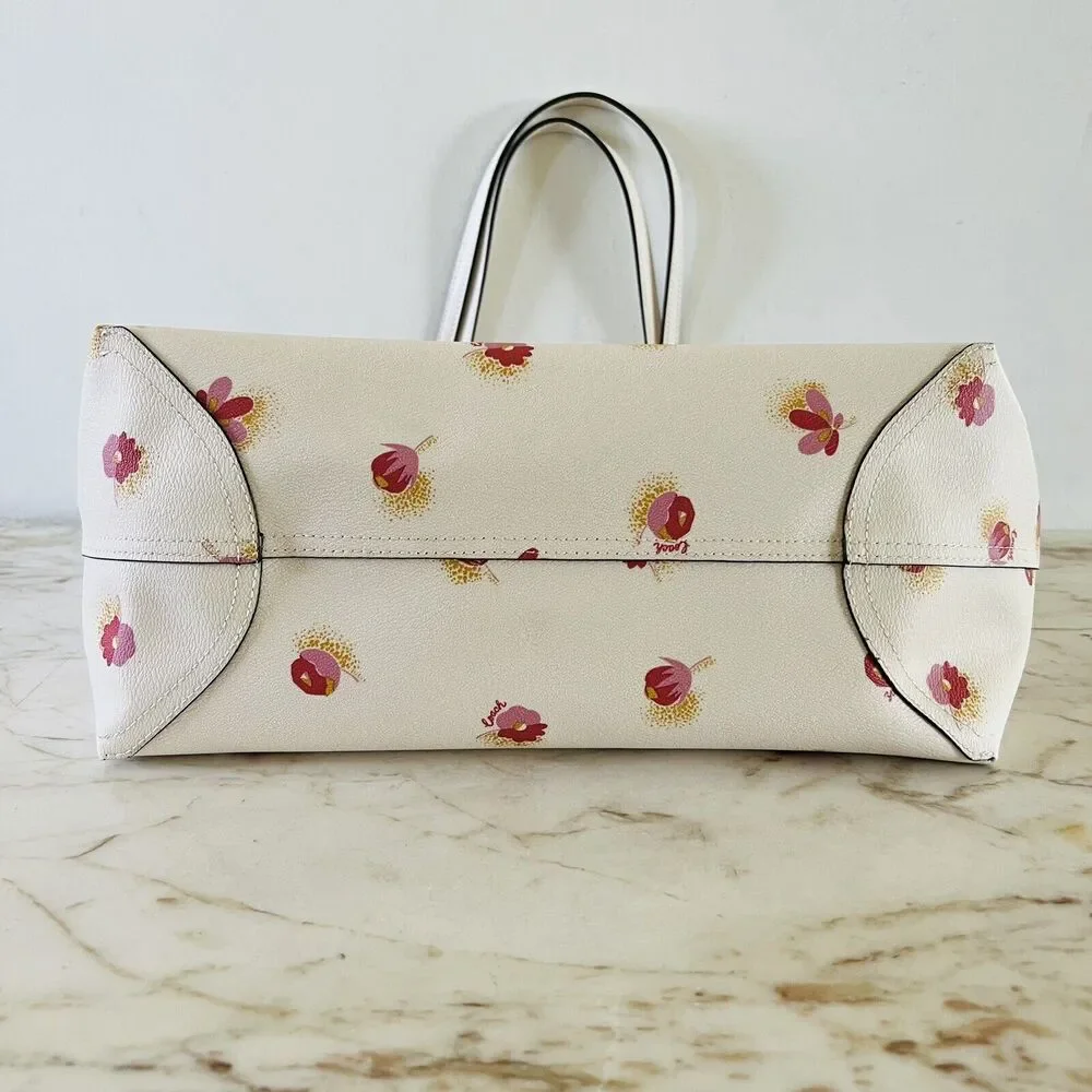 COACH Chalk Multi Poppy Floral City Tote Bag